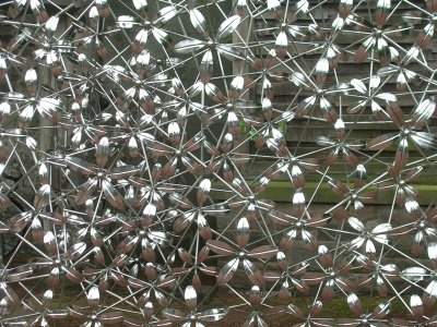 Stainless Steel Flowers in Entrance Gate.